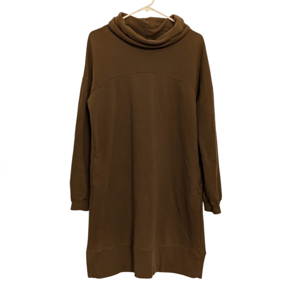 Caslon 100% Cotton Olive Green Mockneck Sweatshirt Dress